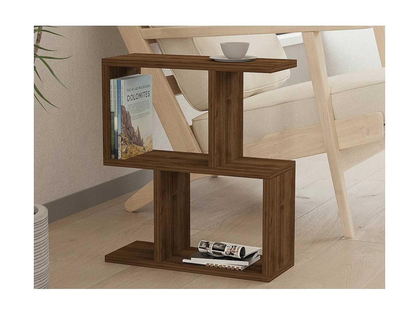 Mesa auxiliar decorada en madera de nogal L45 cm - ZET