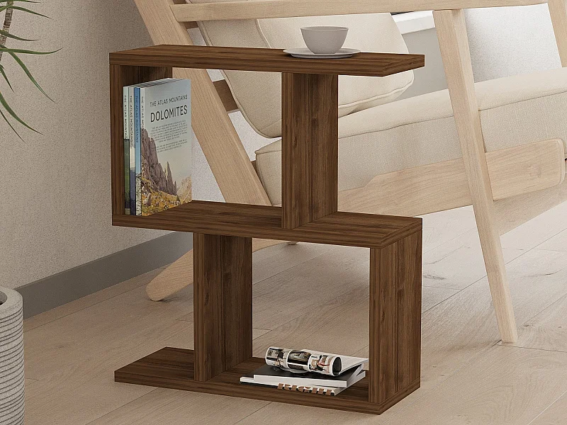 Tavolino decorato in legno di noce L45 cm - ZET