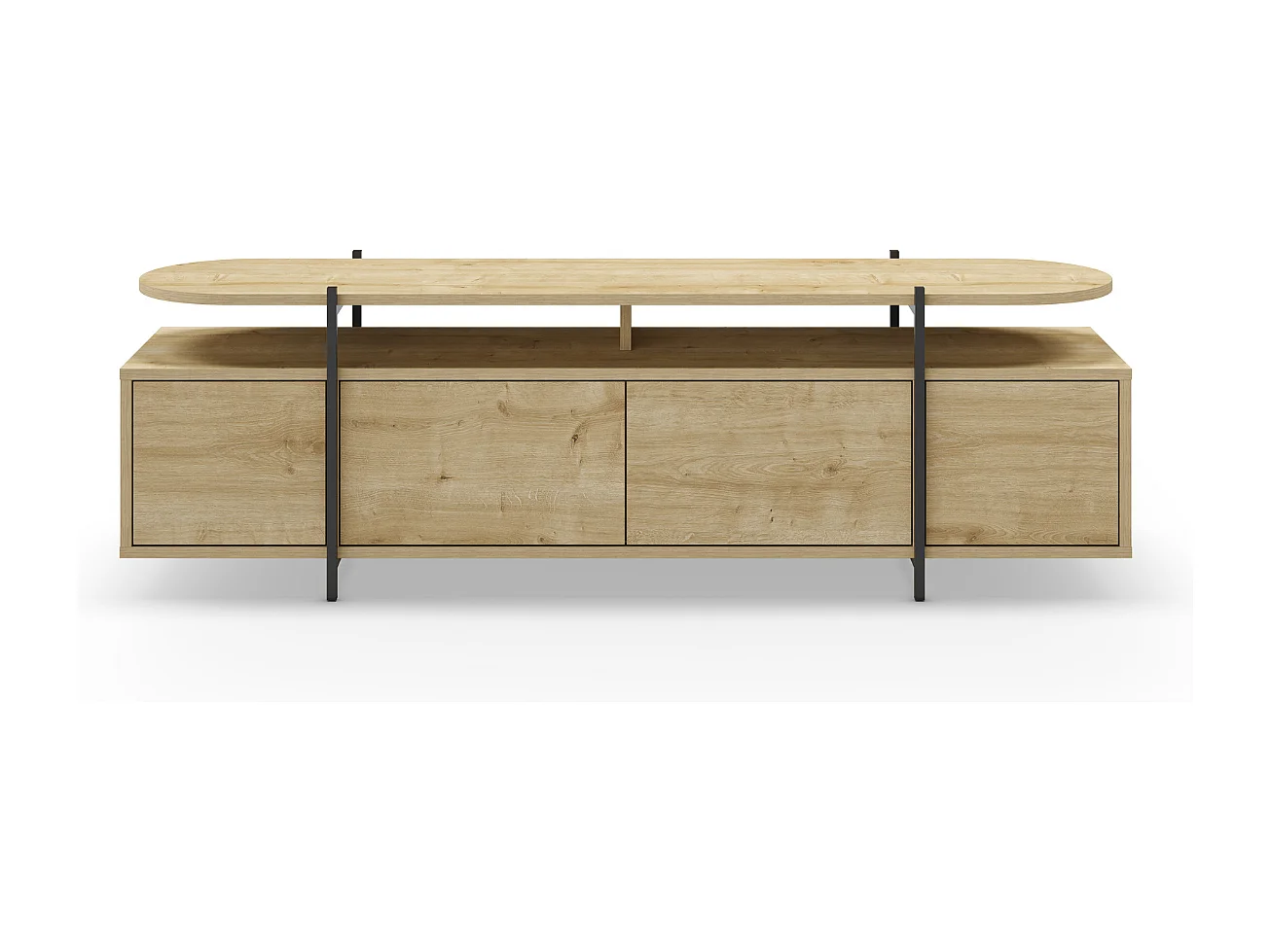 Meuble TV 4 portes et pieds en métal L160 cm - Hinoa