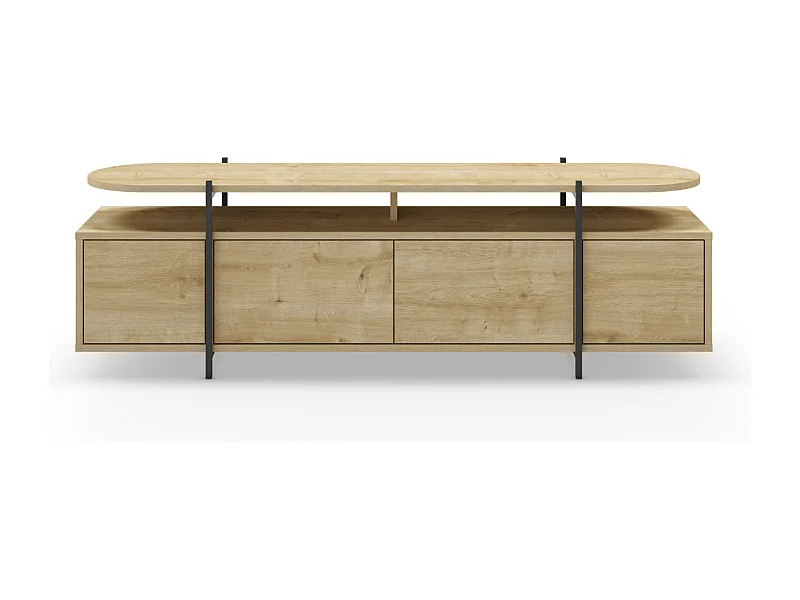 Meuble TV 4 portes et pieds en métal L160 cm - Hinoa