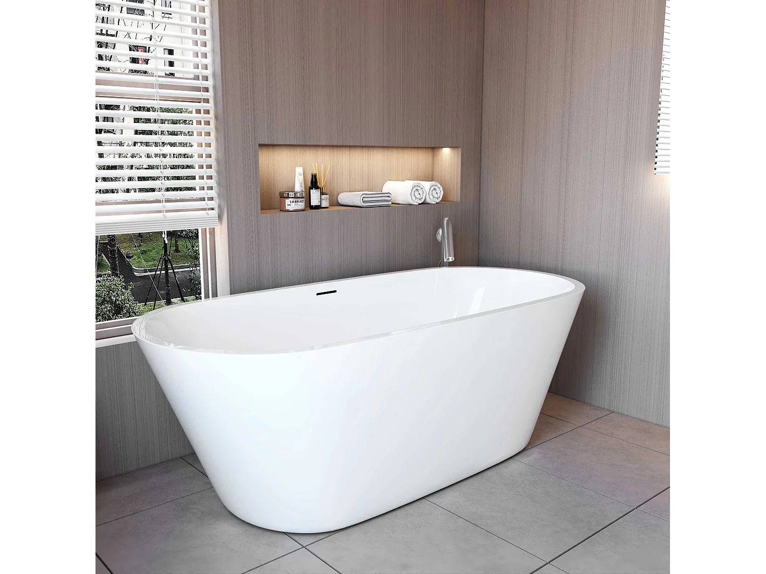 AICA Baignoire îlot 170x80x58cm en Acrylique avec Bonde et trop plein