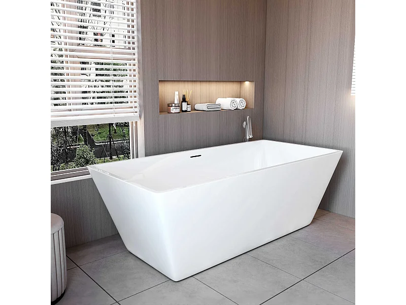 AICA Classic vrijstaand bad 170x80x58cm in Acryl met afvoer en overloop