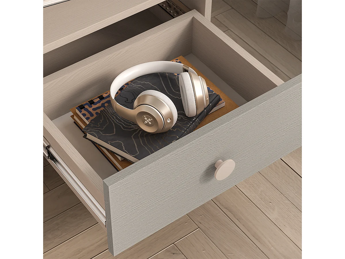 Comodino a 1 cassetto Alycia beige e grigio