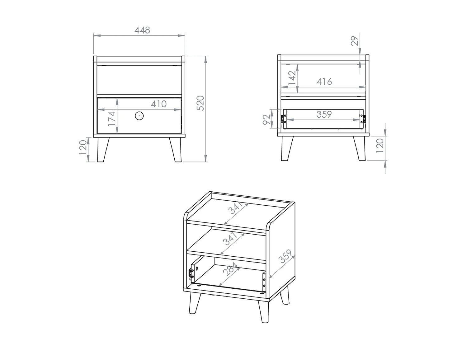 Comodino a 1 cassetto Alycia beige e grigio