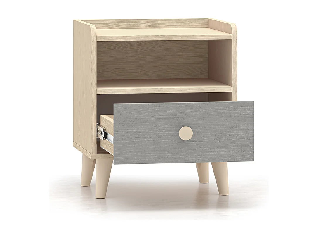 Chevet 1 tiroir Alycia Beige et Gris