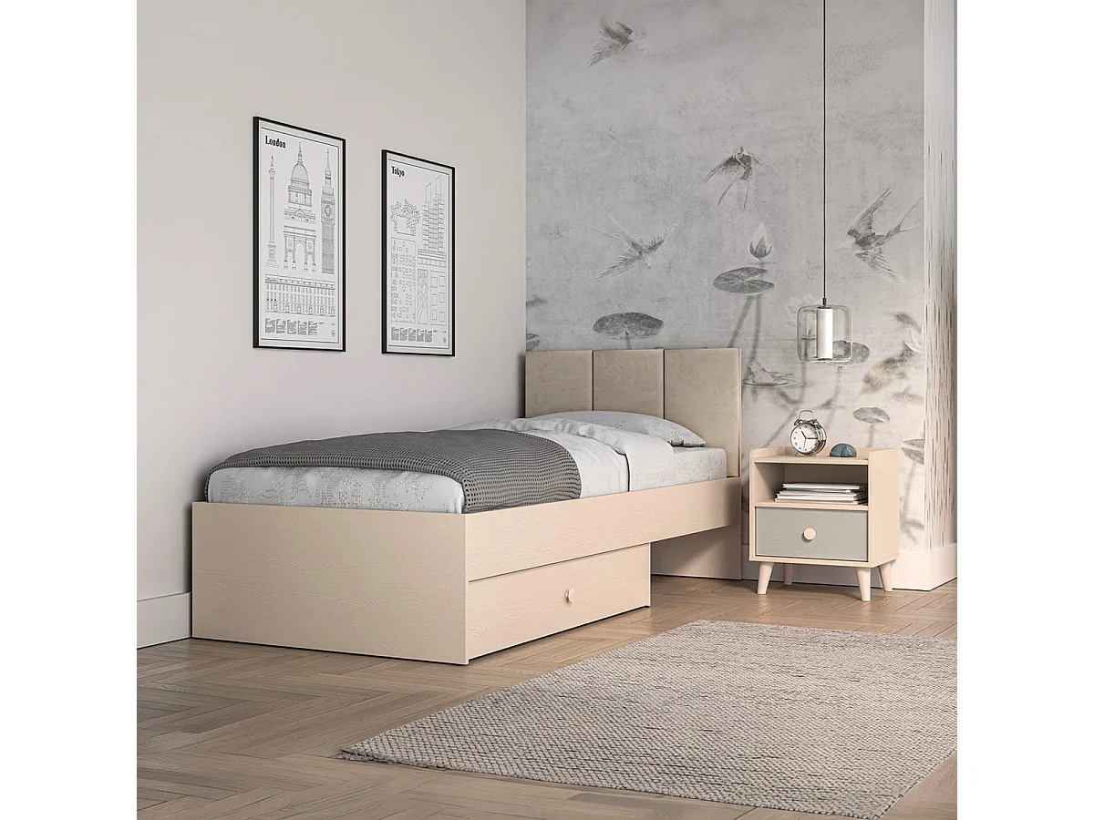 Alycia Beige and Grey 1-drawer bedside table