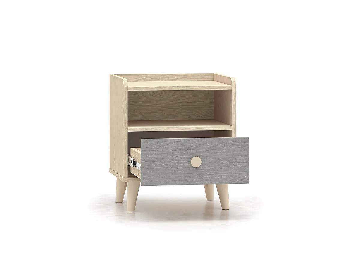 Alycia Beige and Grey 1-drawer bedside table