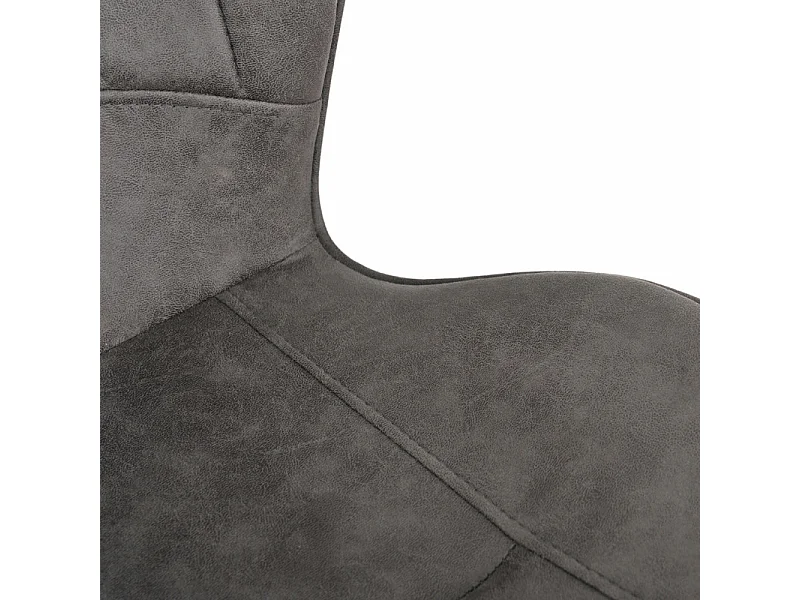 Lot 2 chaises en microfibre gris effet vieilli pieds métal - WILLY 2