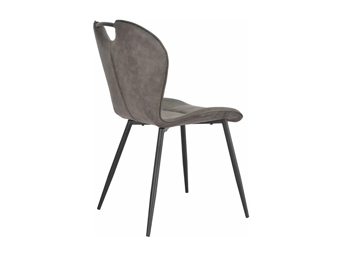Lot 2 chaises en microfibre gris effet vieilli pieds métal - WILLY 2