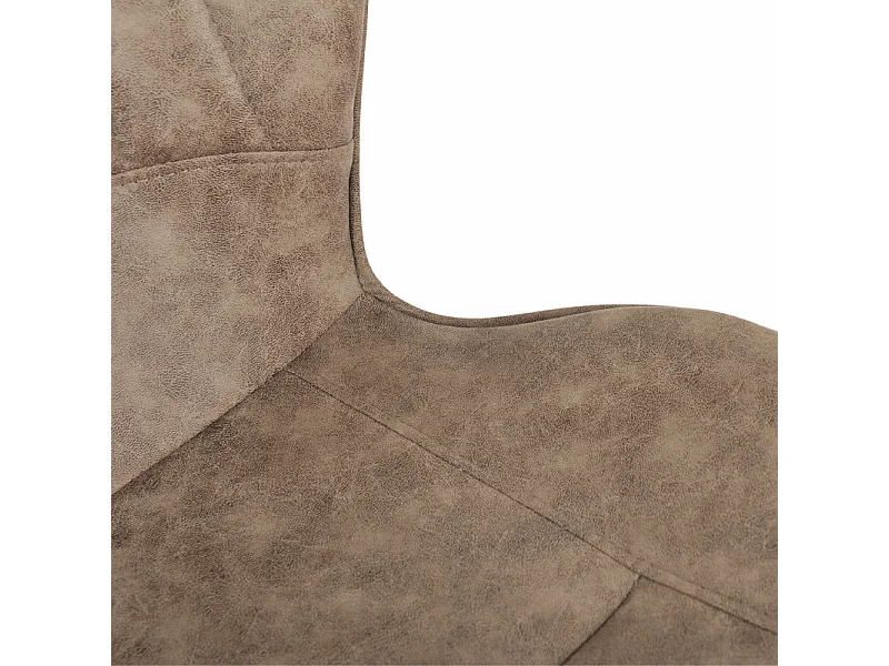 Lot 2 chaises en microfibre taupe effet vieilli pieds métal - WILLY 2