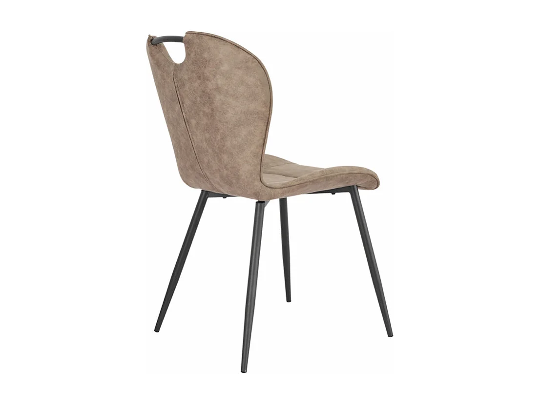 Lot 2 chaises en microfibre taupe effet vieilli pieds métal - WILLY 2