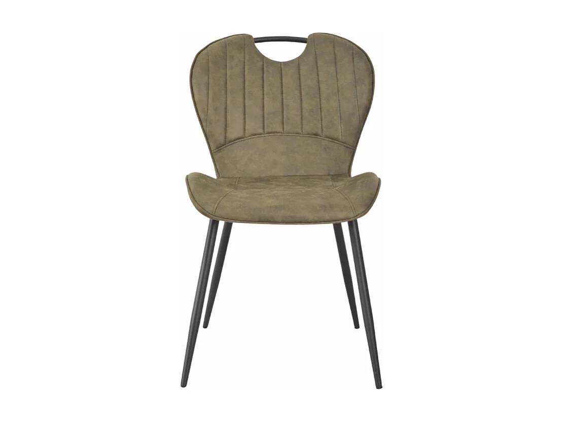 Lot 2 chaises en microfibre vert effet vieilli pieds métal - WILLY 2