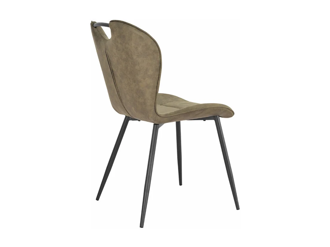 Lot 2 chaises en microfibre vert effet vieilli pieds métal - WILLY 2