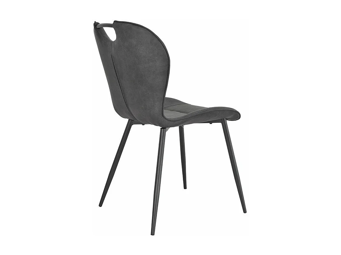 Lot 2 chaises microfibre gris anthracite vieilli pieds métal - WILLY 2