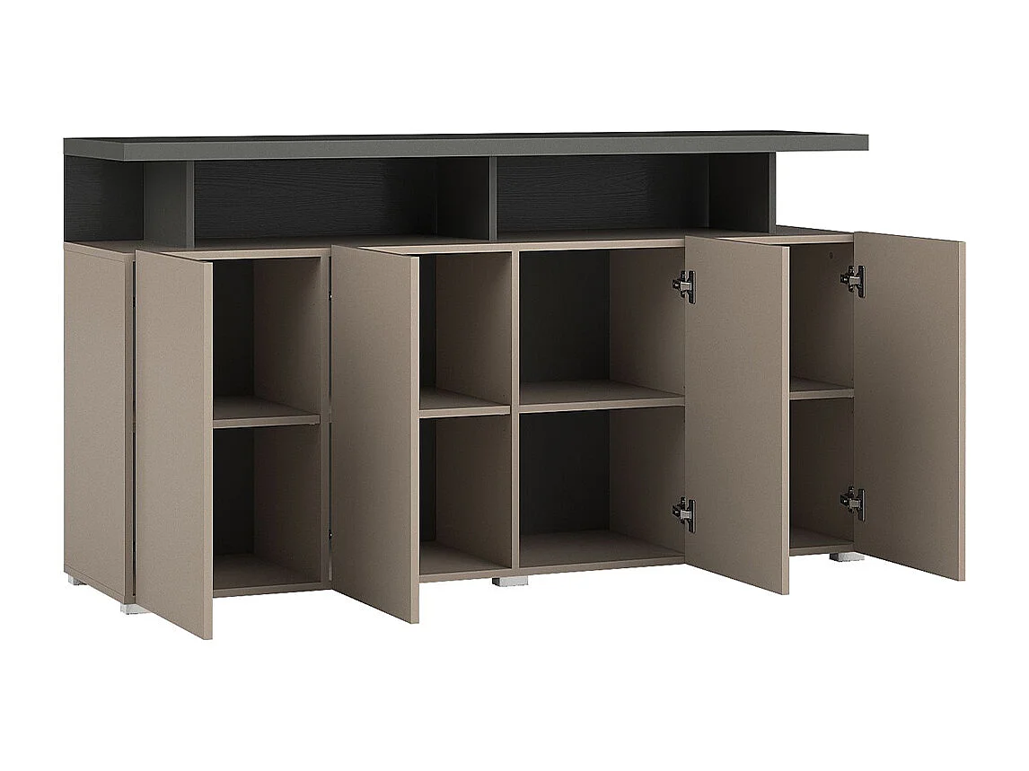 Buffet 4 portes Opio Taupe et Anthracite