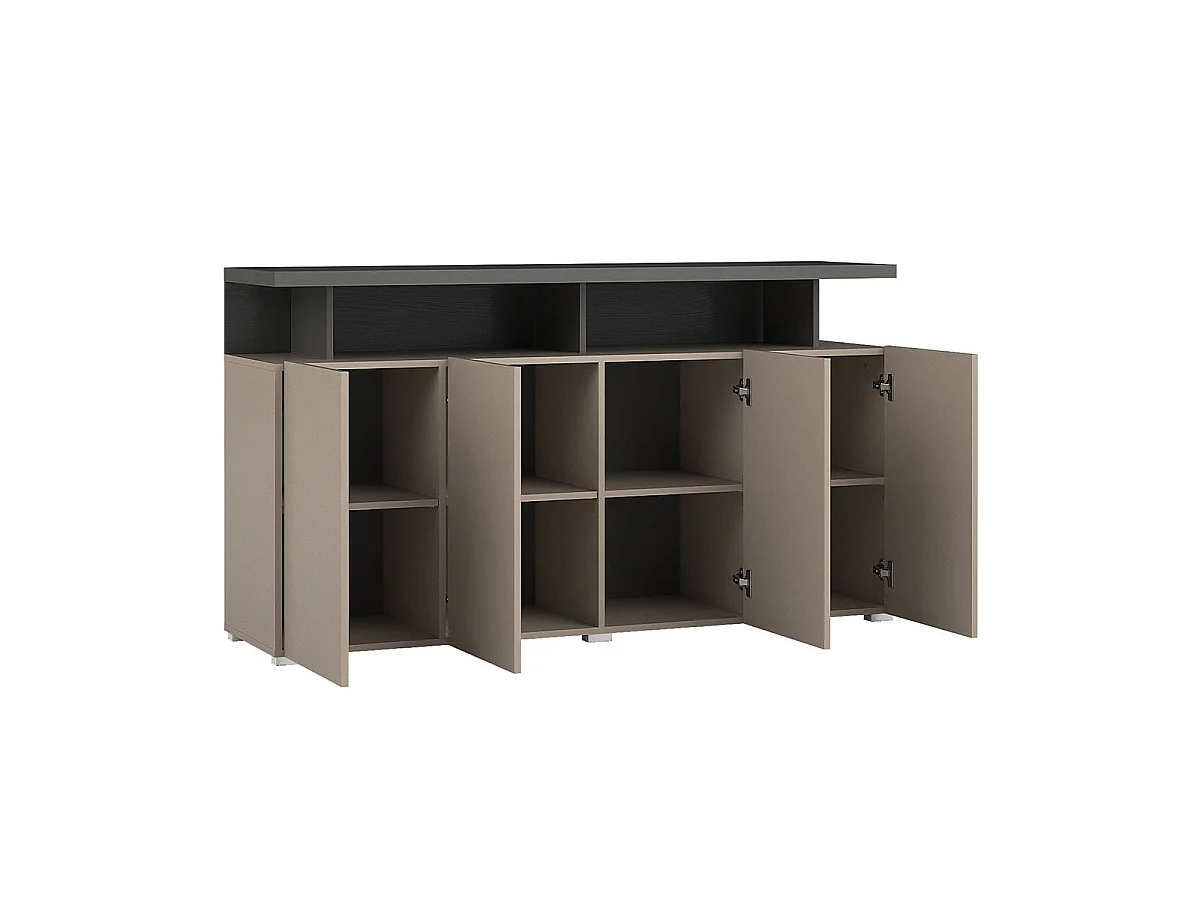 Buffet 4 portes Opio Taupe et Anthracite