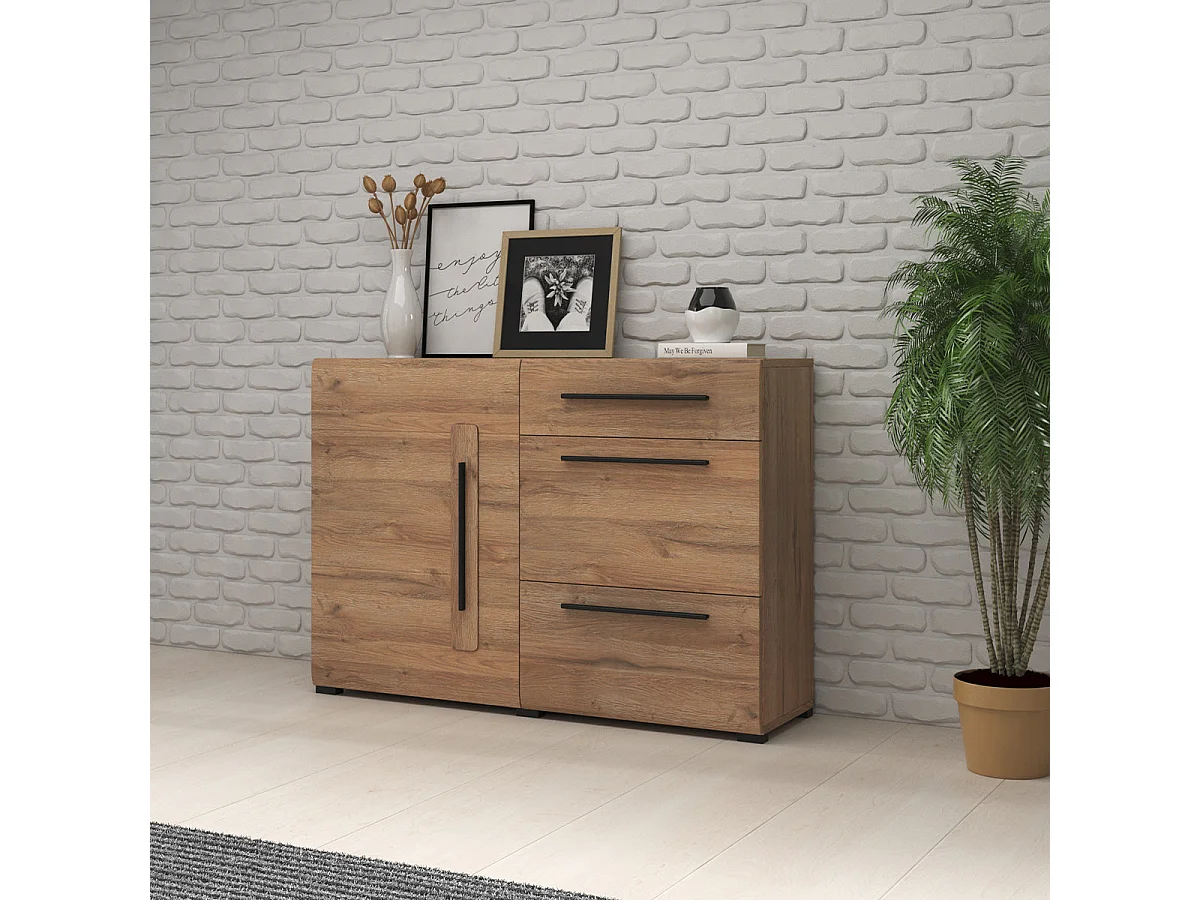 Credenza Louis Bois a 1 anta e 3 cassetti