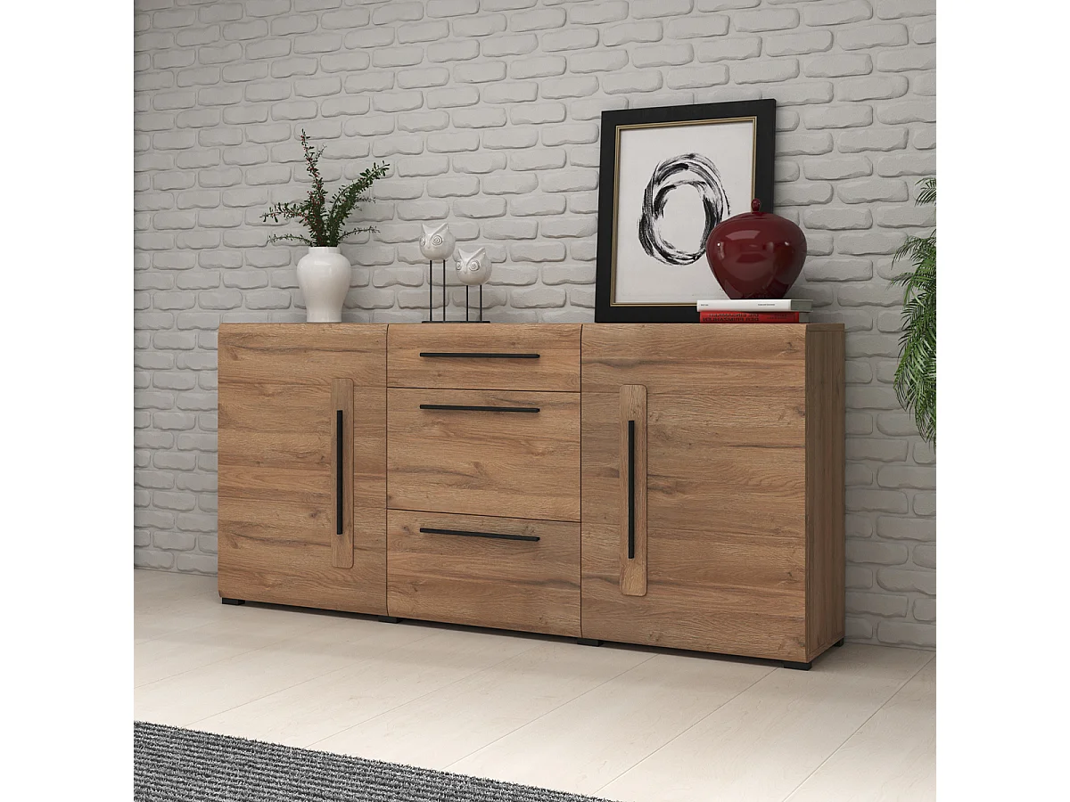 Buffet 2 portes 3 tiroirs Louis Bois