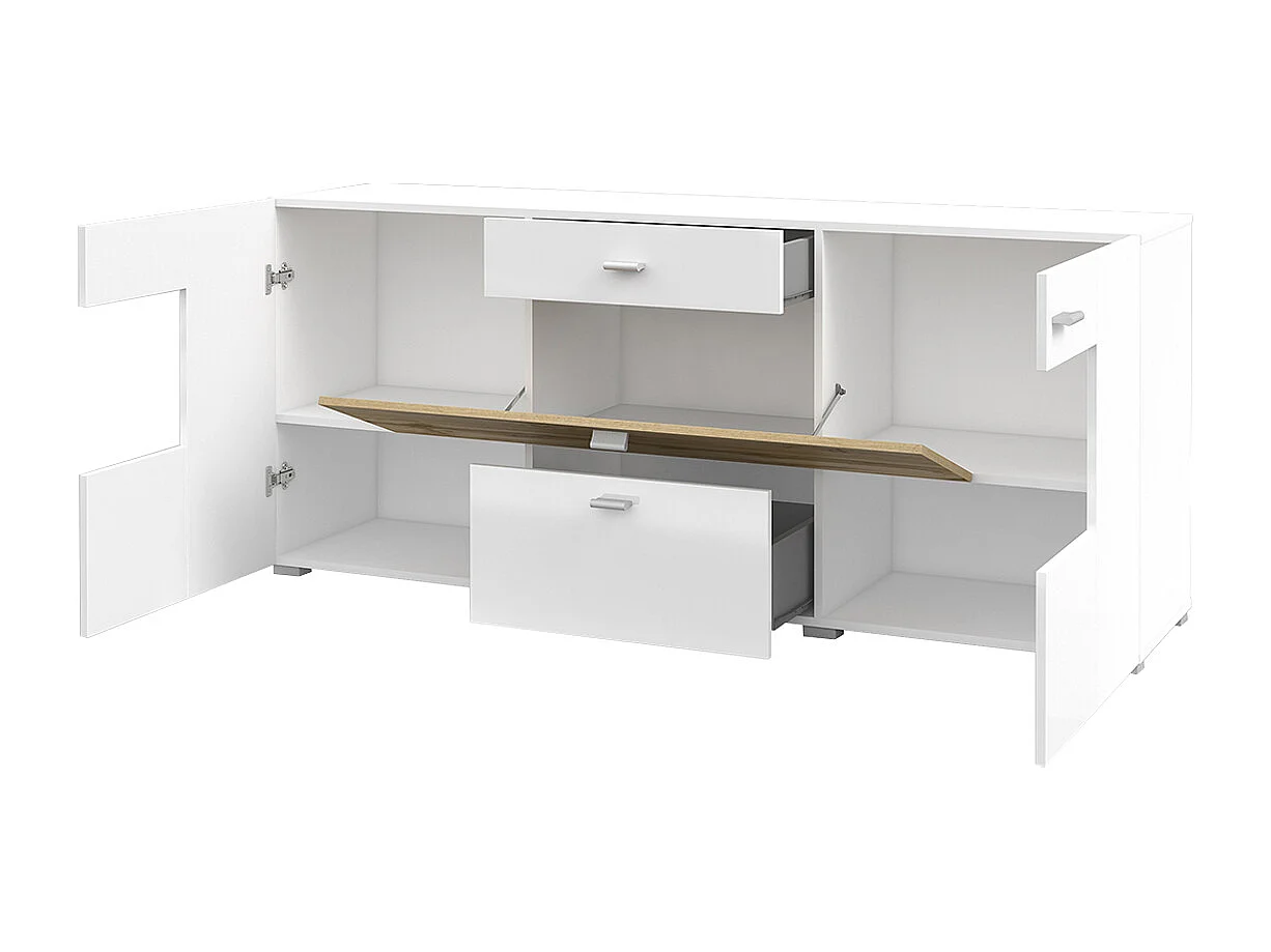 Komoda COBY 170 2D2S 1KL biały połysk/dąb wotan