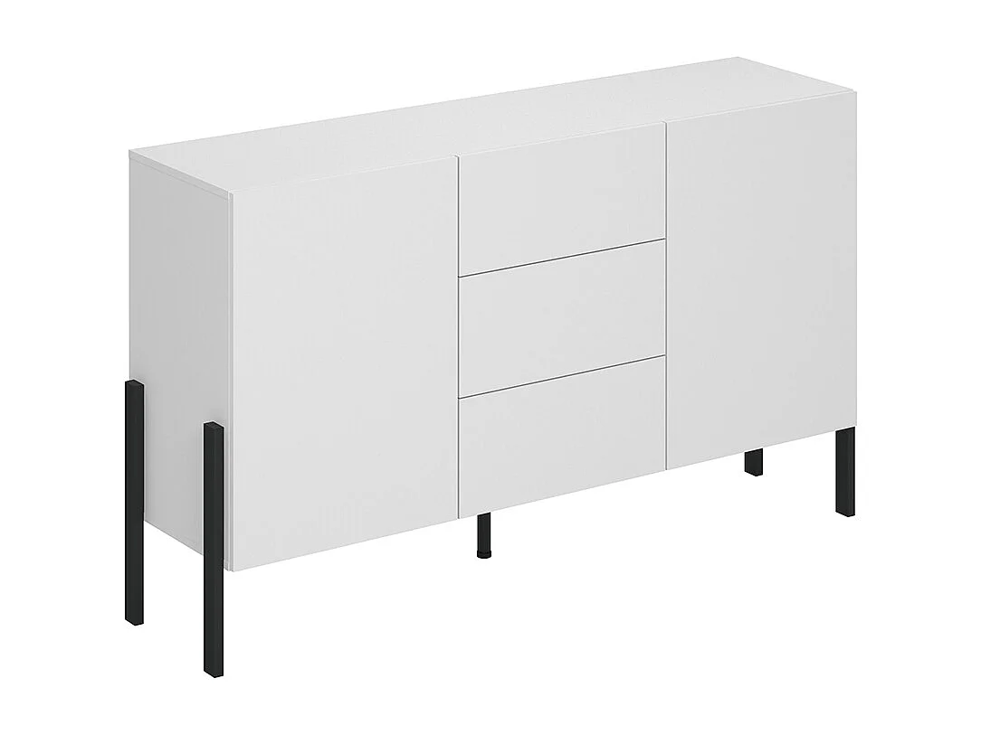 Buffet 2 ante 3 cassetti Bérénice bianco opaco e nero 90cm