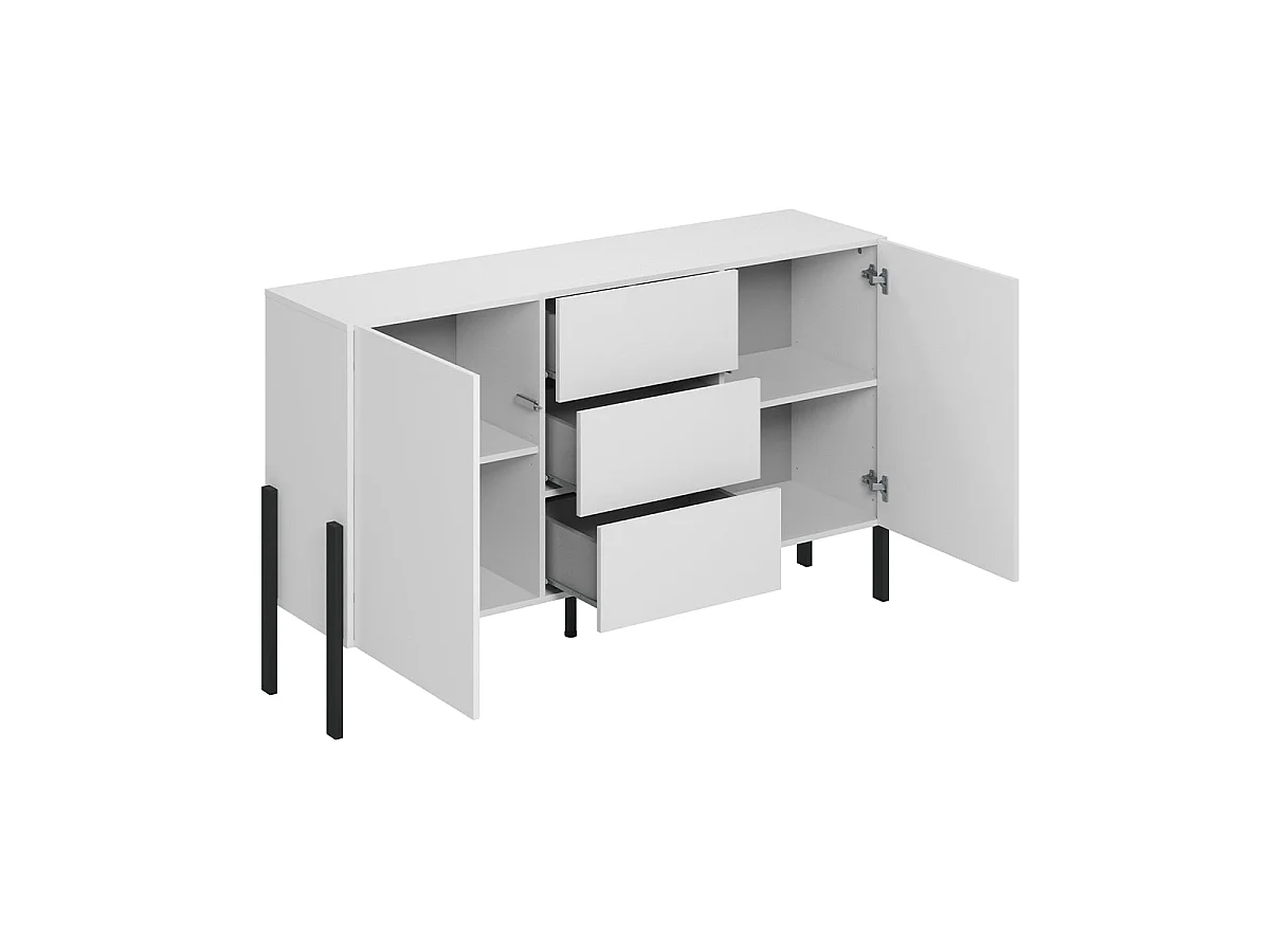 Buffet 2 portes 3 tiroirs Bérénice Blanc