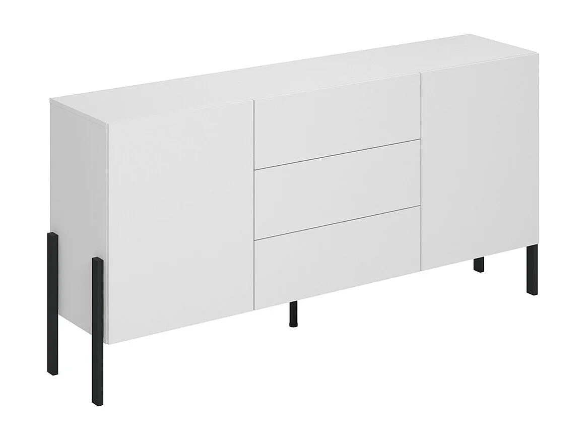 Buffet 2 ante 3 cassetti Bérénice bianco opaco e nero 90cm