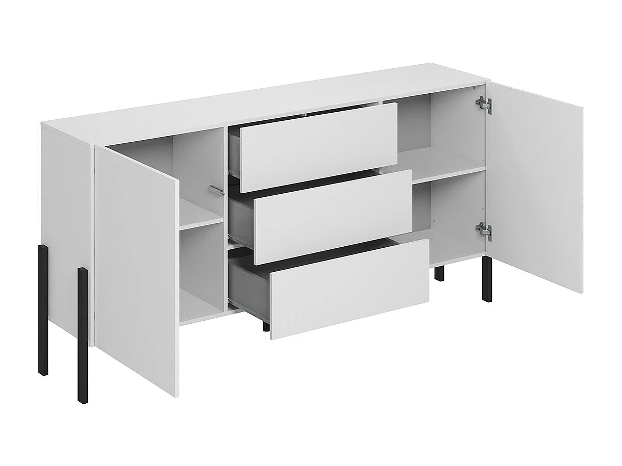 Buffet 2 ante 3 cassetti Bérénice bianco opaco e nero 90cm