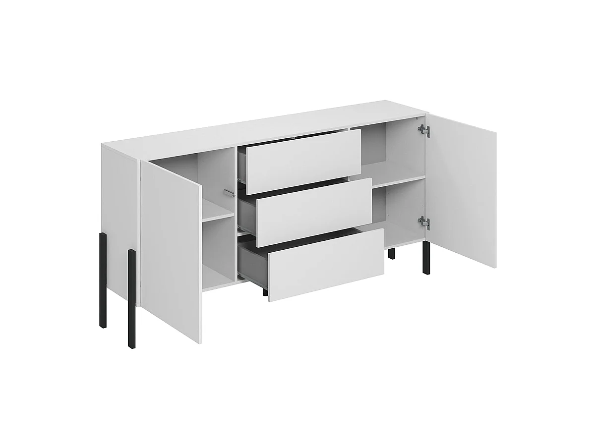 2-door 3-drawer long sideboard Berenice White