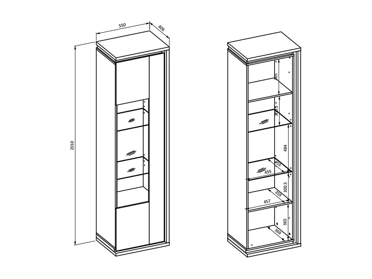 Vetrina a 1 anta Iria Cashmere e Legno, sinistra