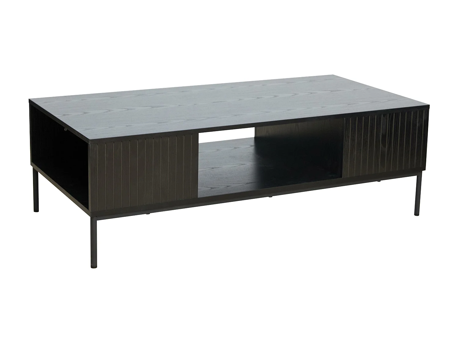 Table basse en acier et MDF décor mélaminé 120 cm noir