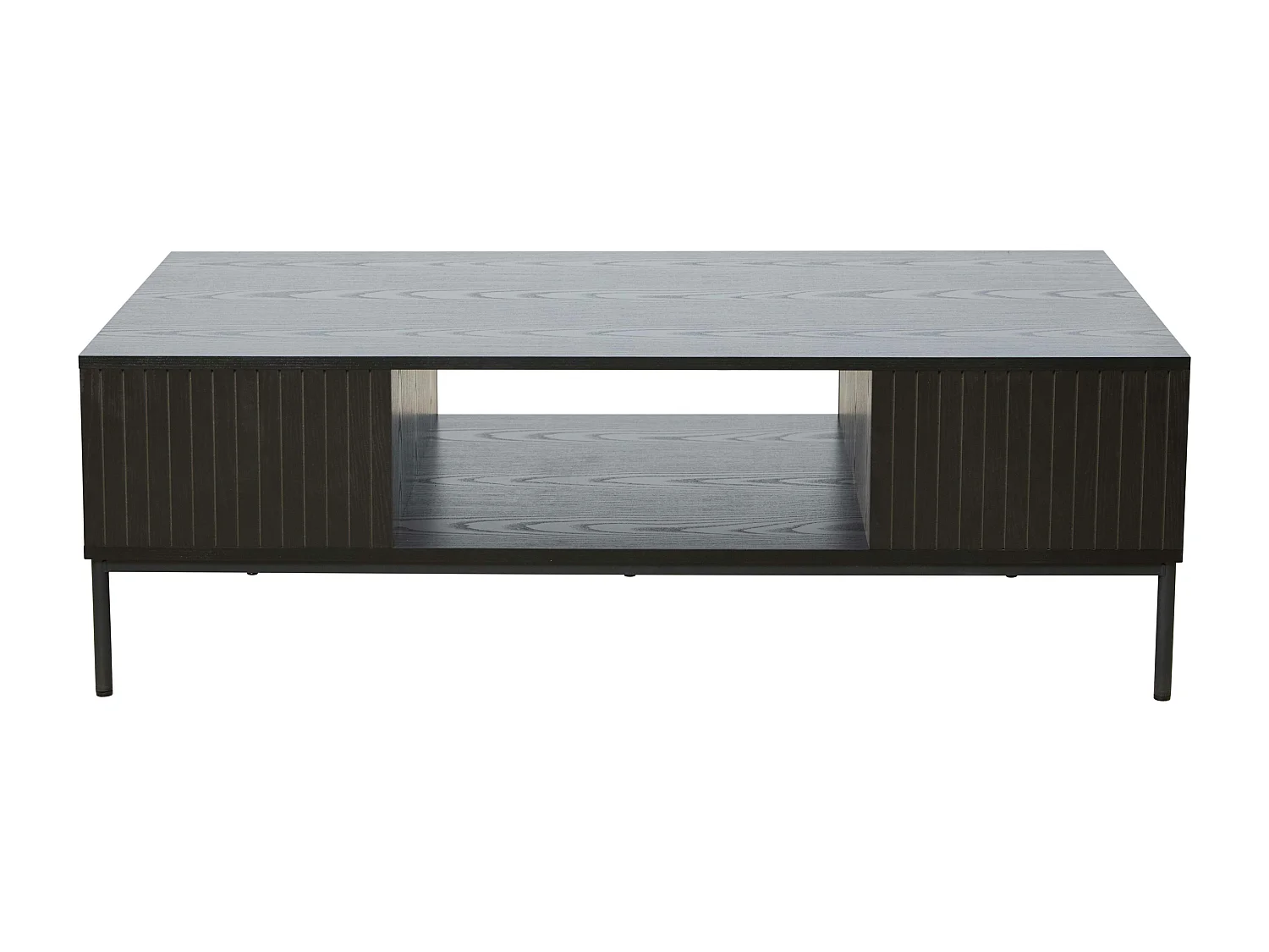 Table basse en acier et MDF décor mélaminé 120 cm noir