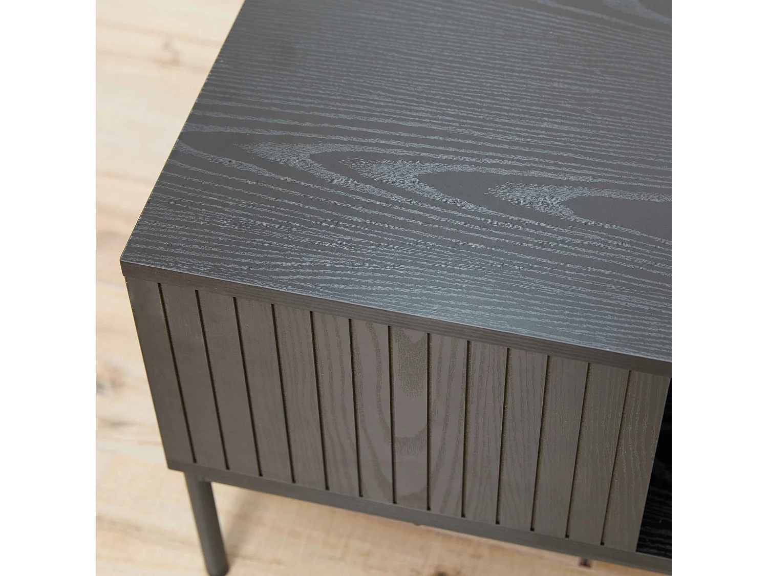 Table basse en acier et MDF décor mélaminé 120 cm noir