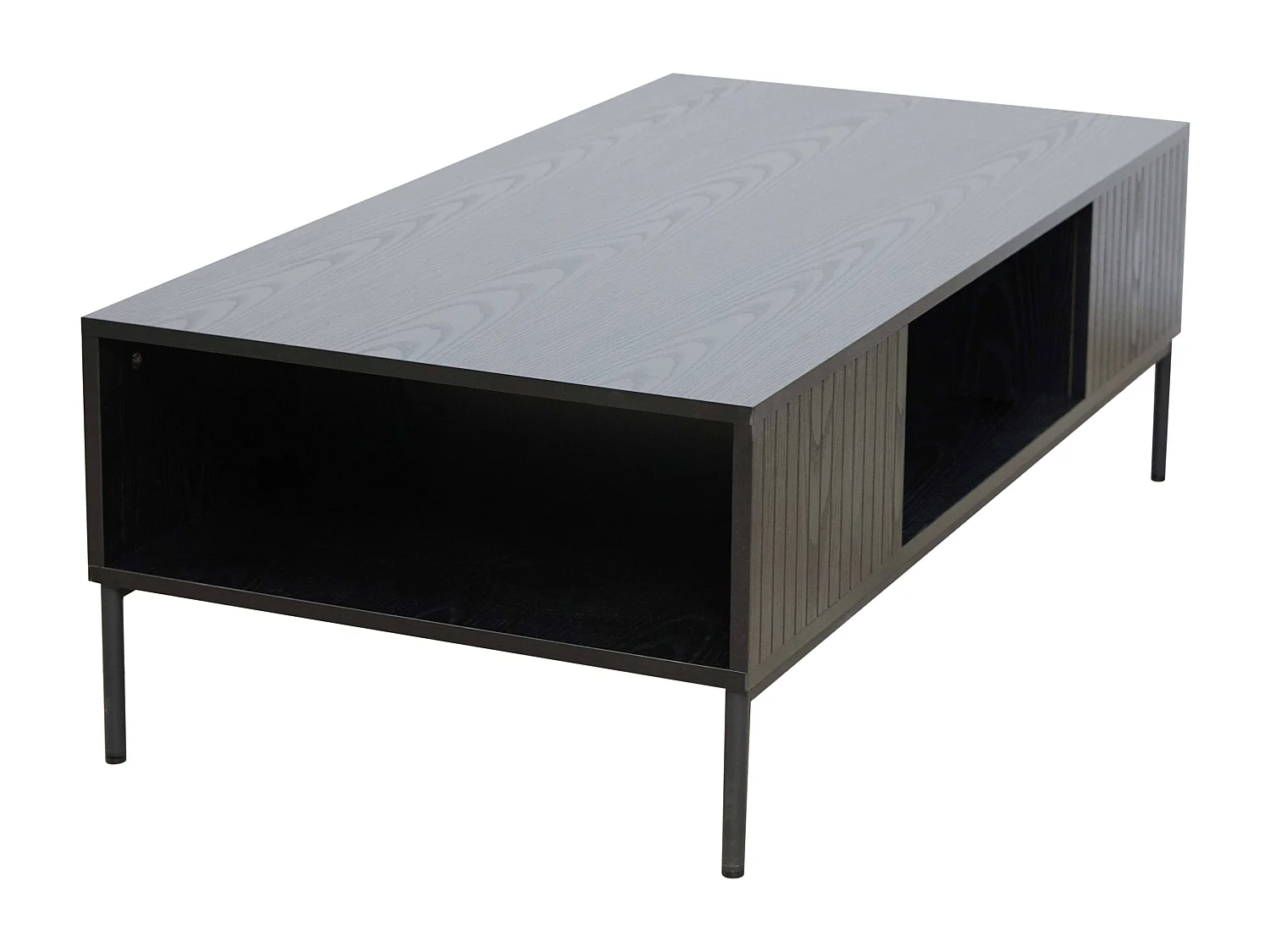 Table basse en acier et MDF décor mélaminé 120 cm noir