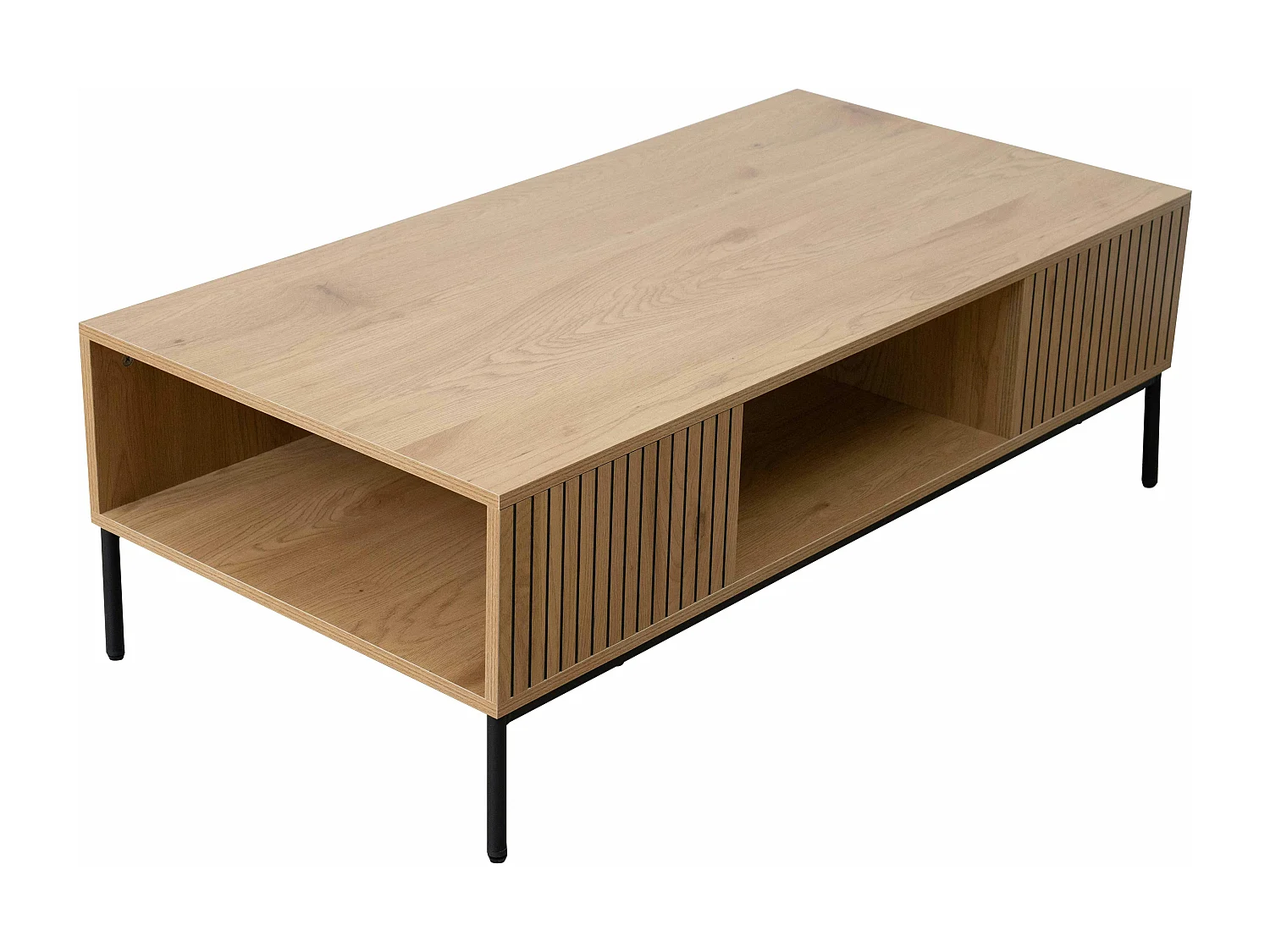 Table basse en acier et MDF décor mélaminé 120 cm beige