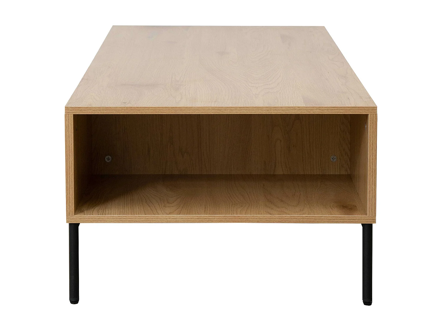 Table basse en acier et MDF décor mélaminé 120 cm beige