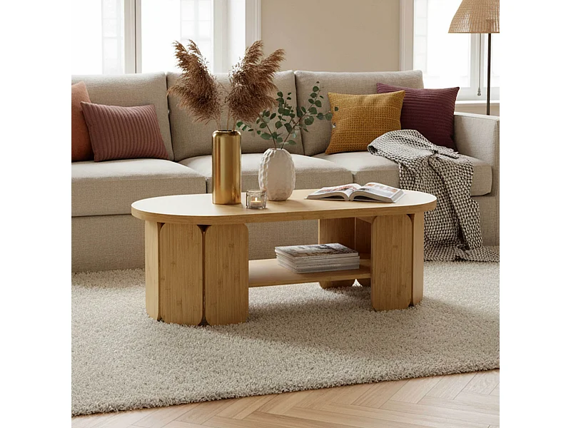 Salontafel van MDF met melamine-effect in beige hout