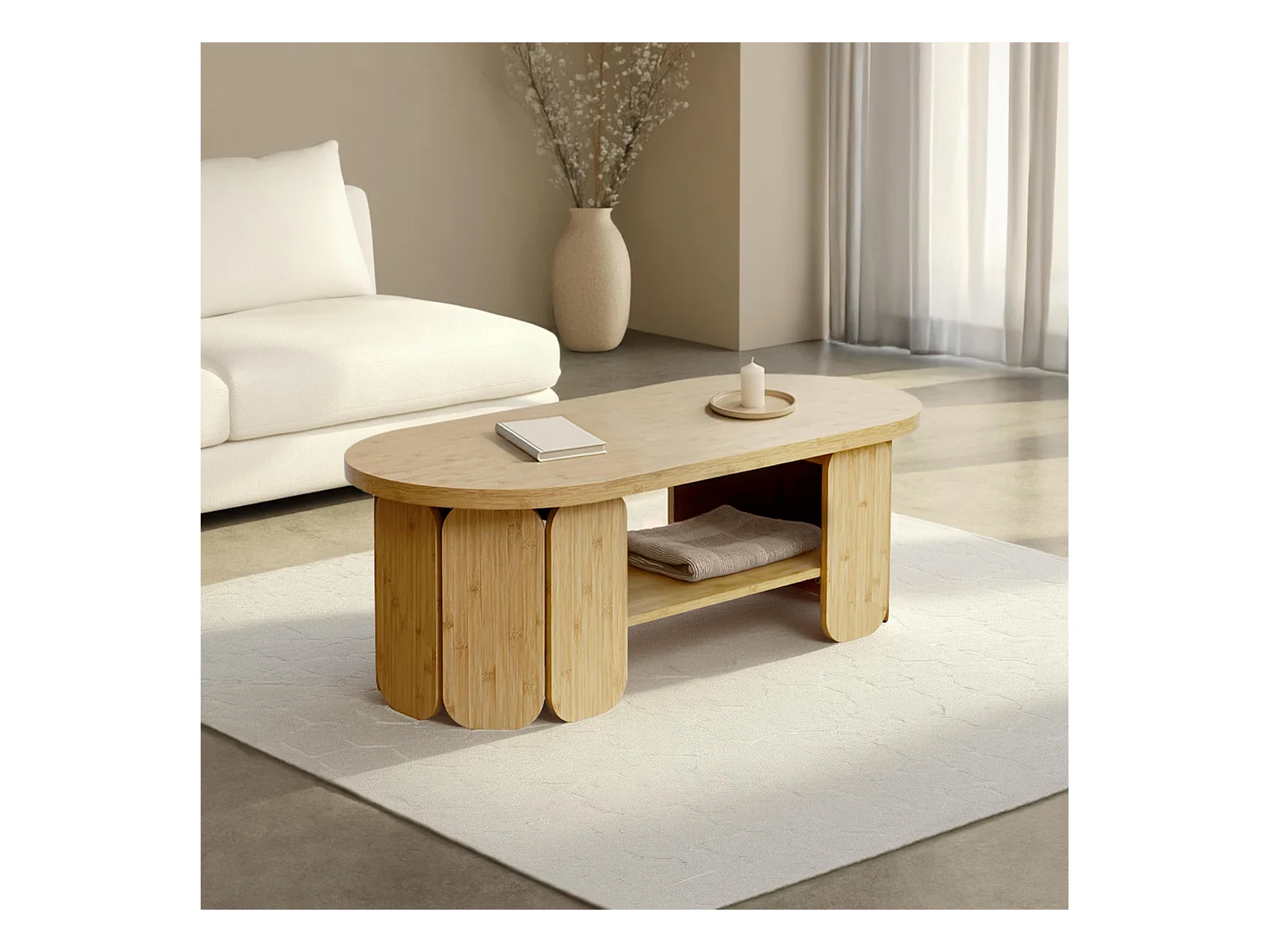 Table basse en MDF effet bois beige