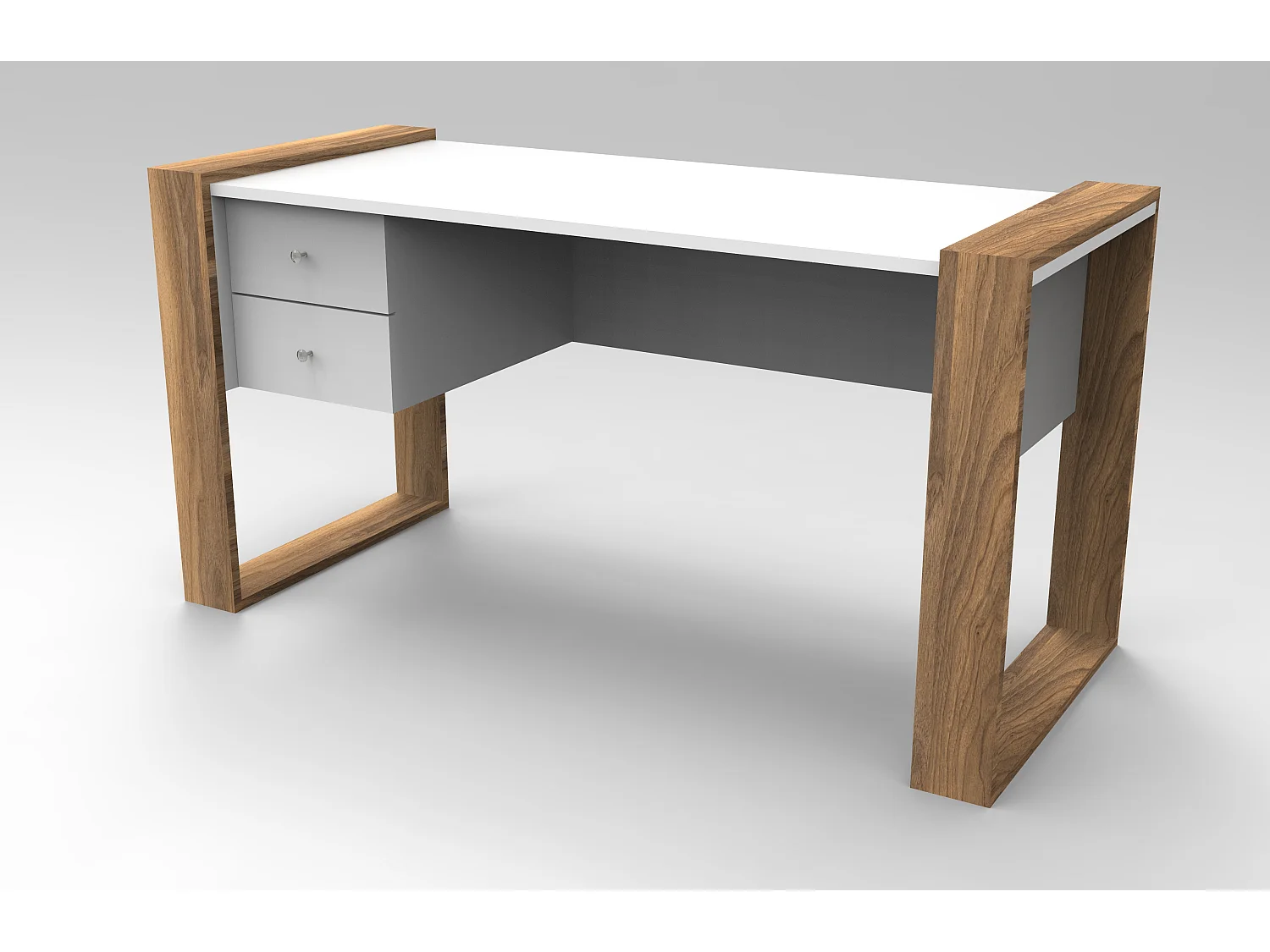 Schreibtisch Lord Weiß Walnuss