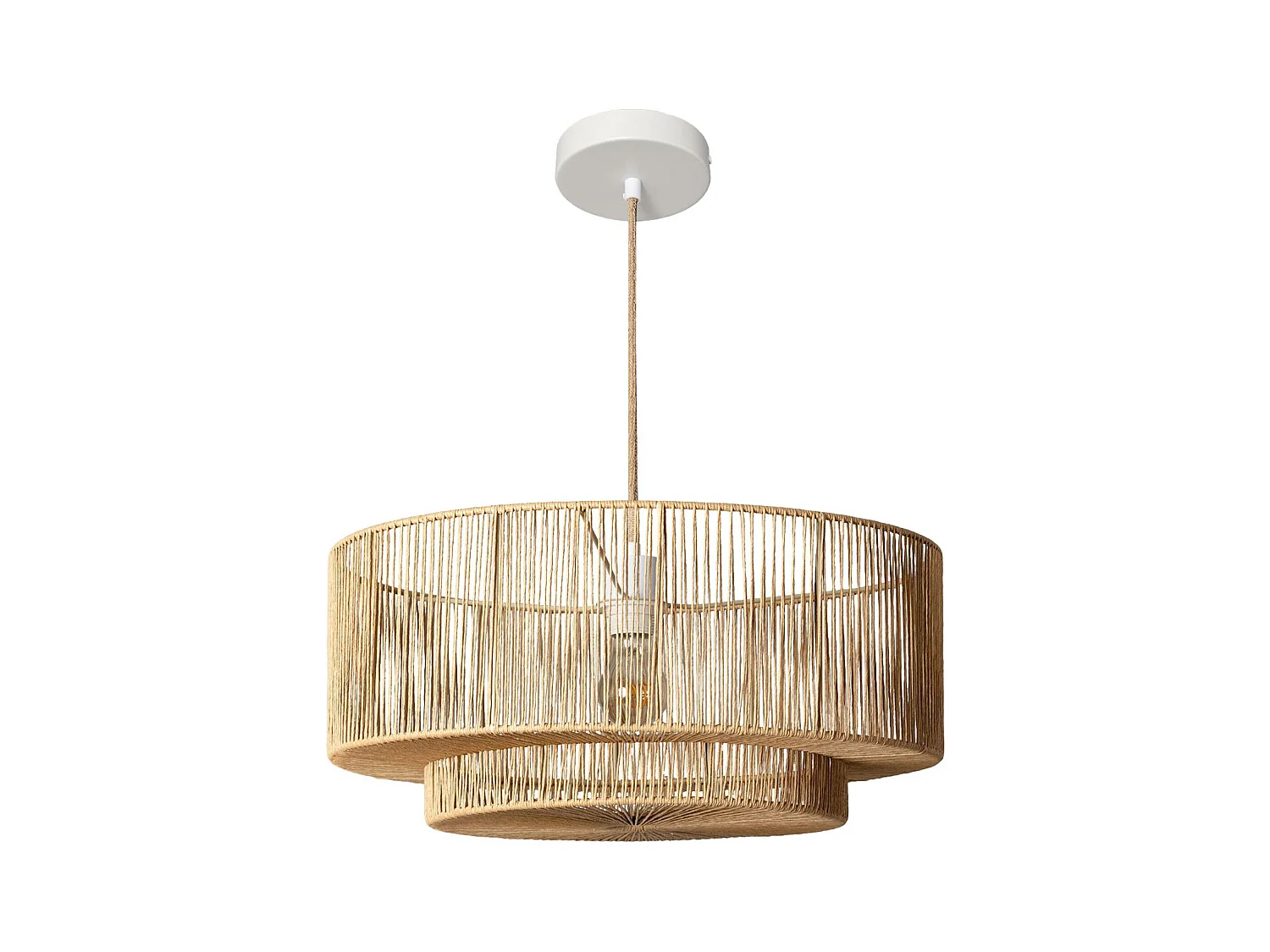 Suspension luminaire effet rotin Coline naturel Ø 50cm