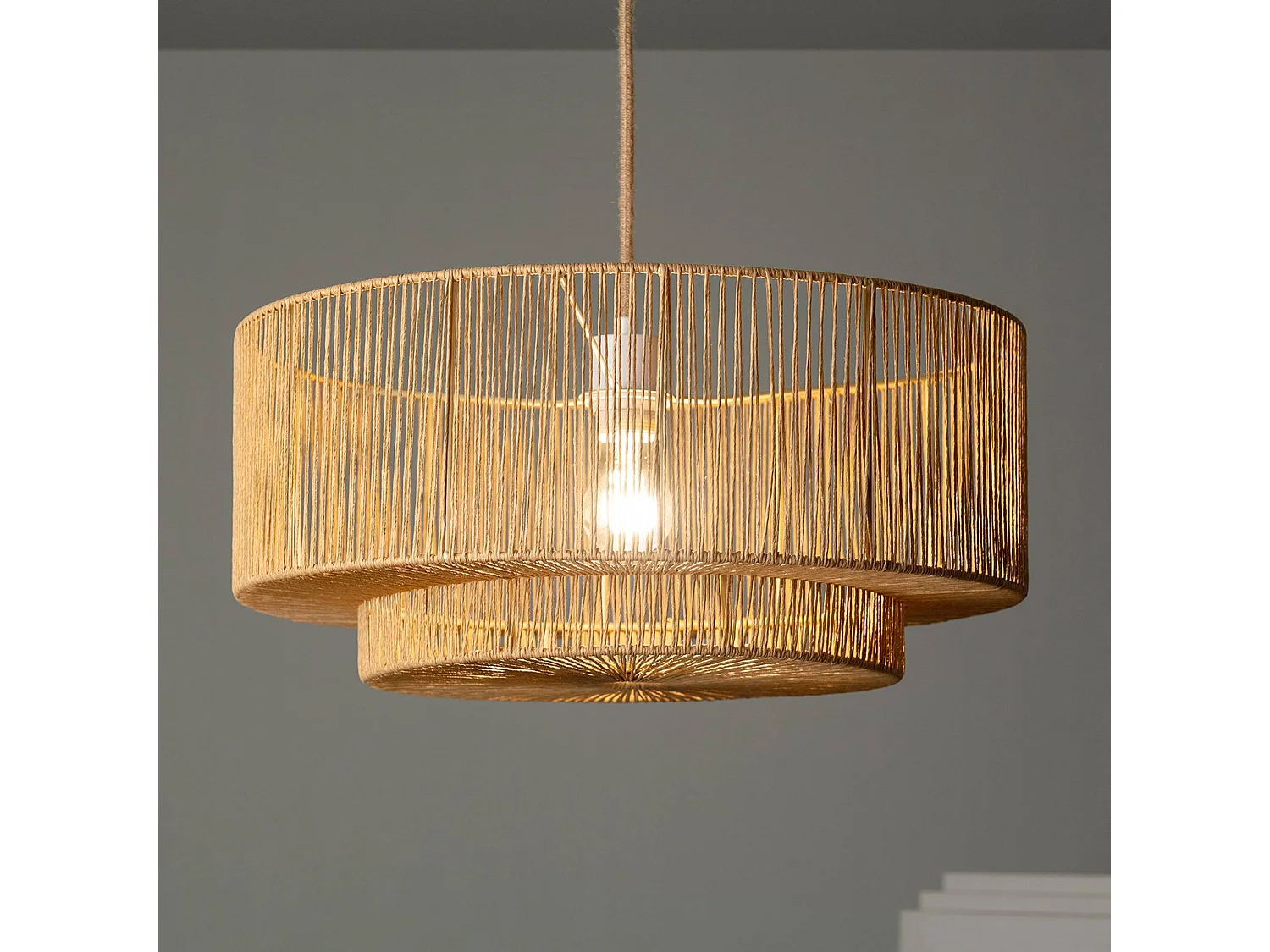 Lámpara colgante de techo con efecto ratán, 50cm natural