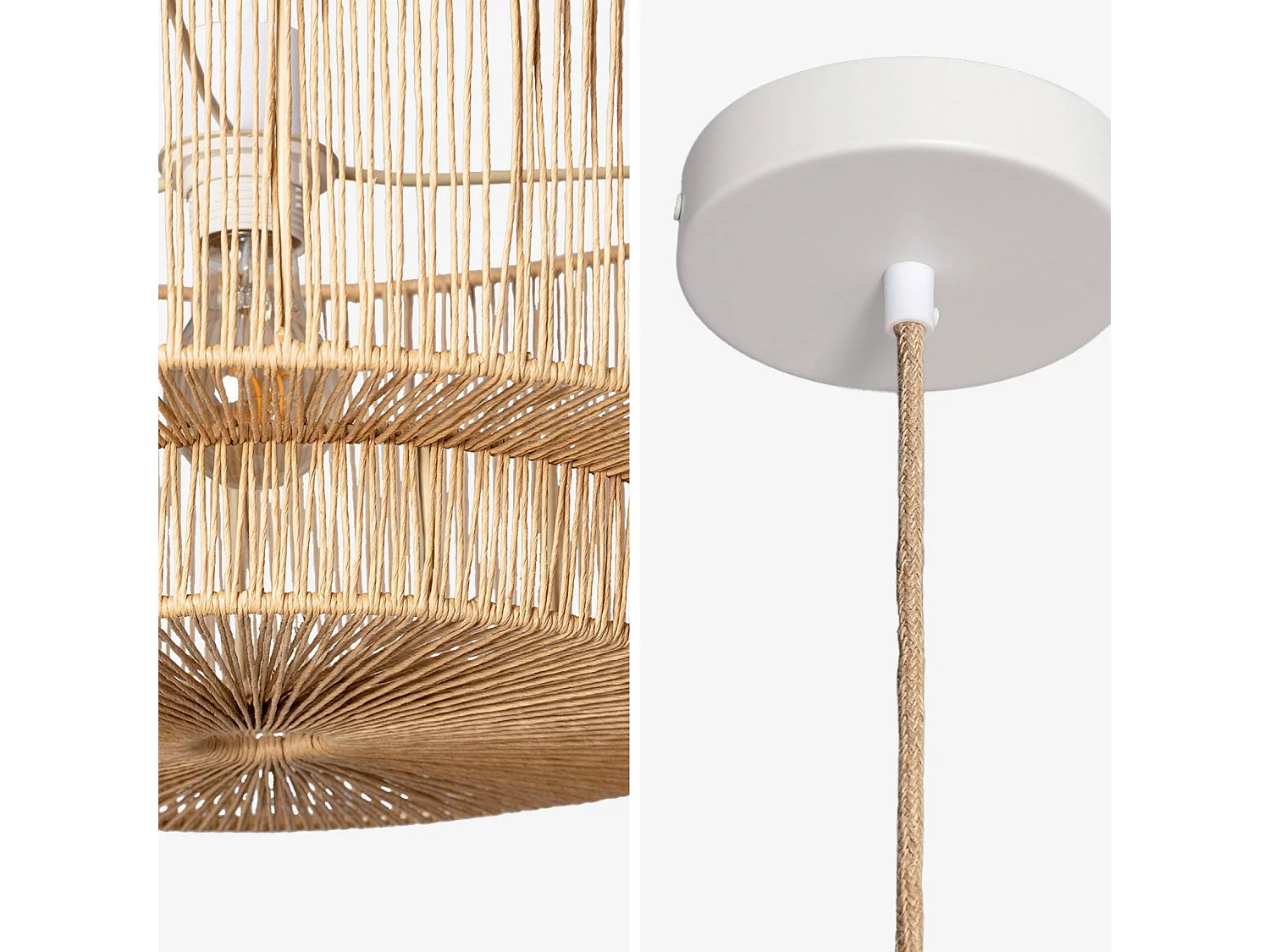 Lámpara colgante de techo con efecto ratán, 50cm natural