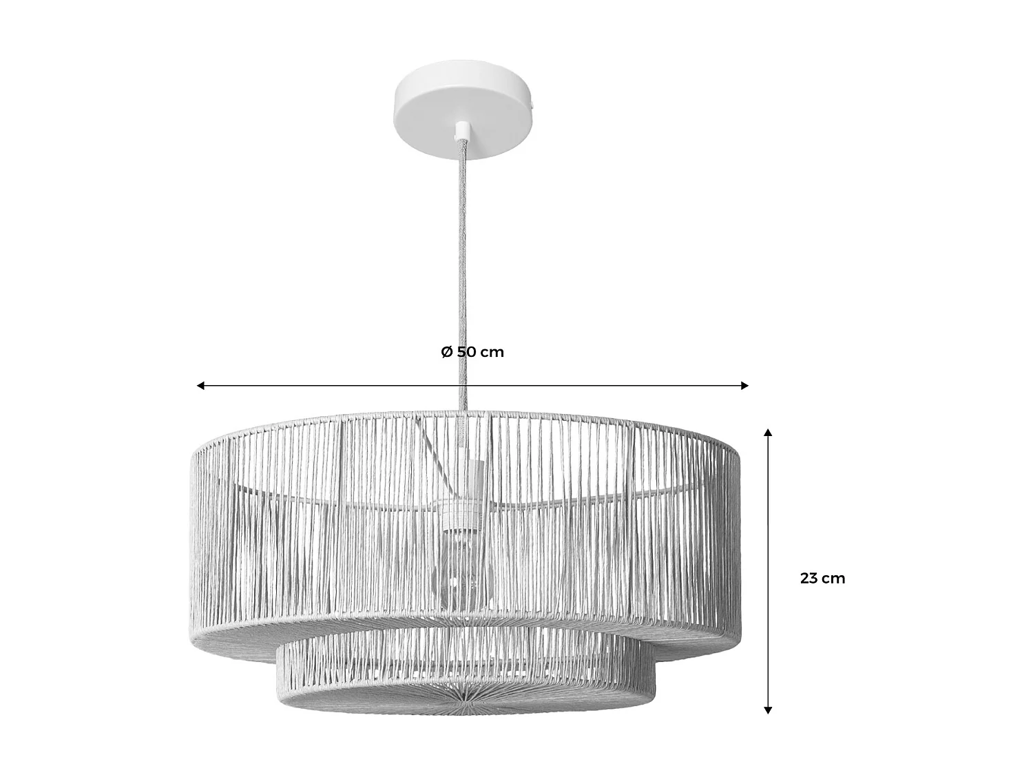 Lámpara colgante de techo con efecto ratán, 50cm natural