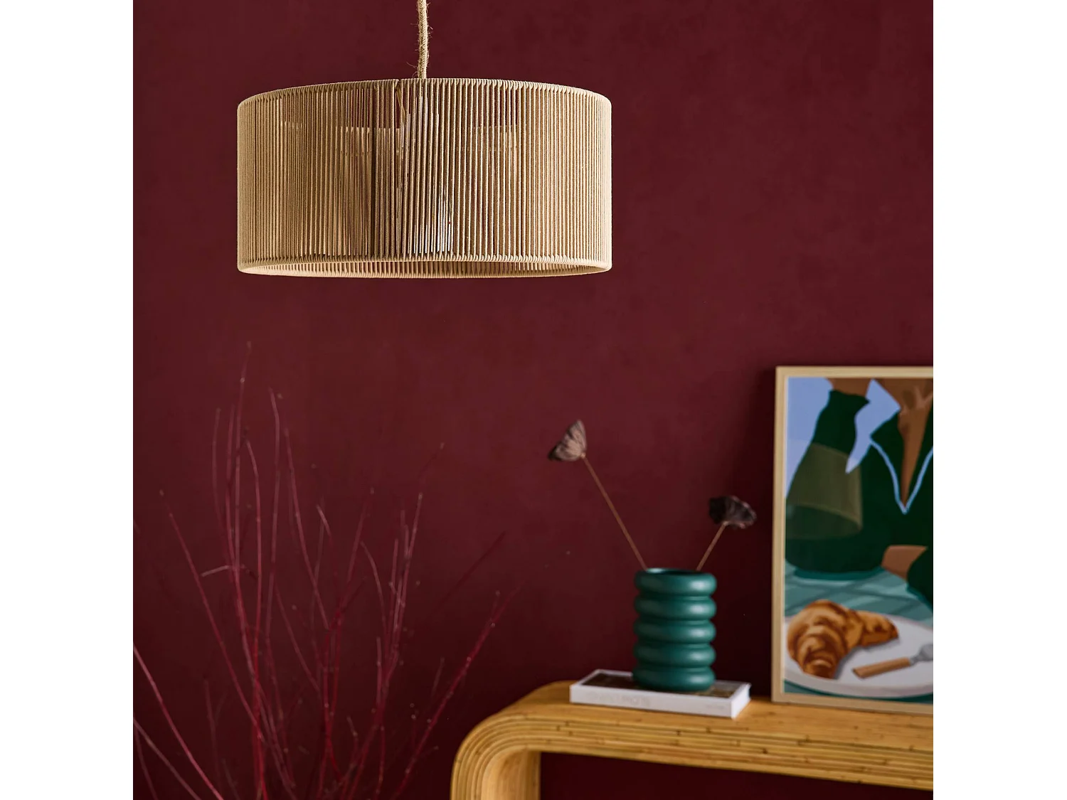 Lampade in canapa, 40cm, marrone naturale