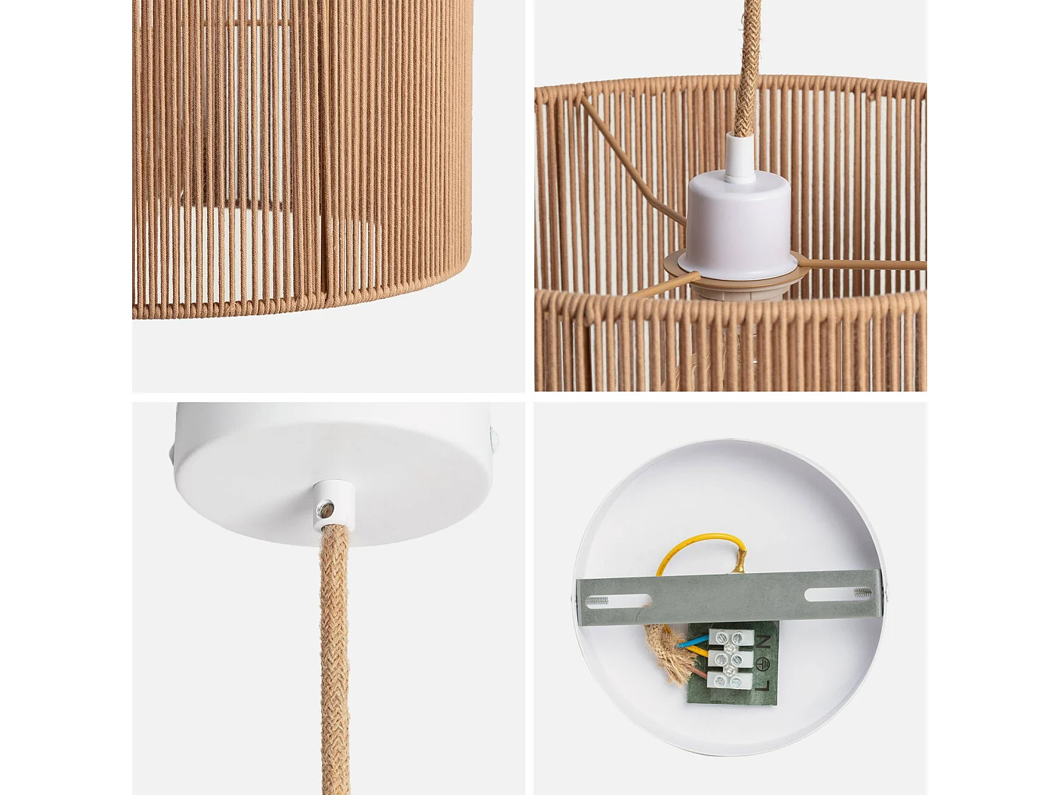 Lampade in canapa, 40cm, marrone naturale