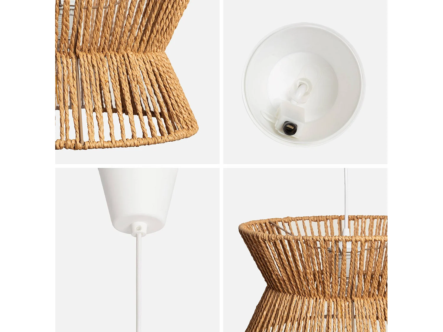 Lámpara colgante de techo con imitación ratán, 35cm natural