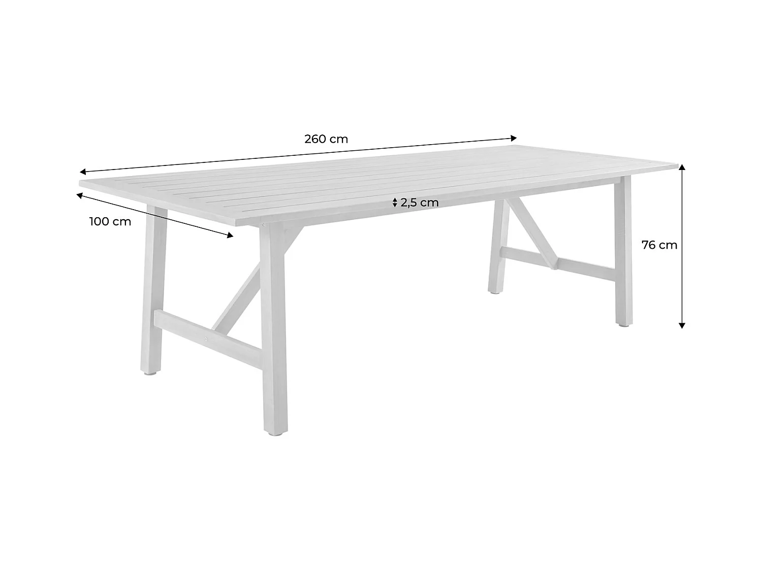 Mesa de jardín de madera de eucalipto de 8 plazas natural