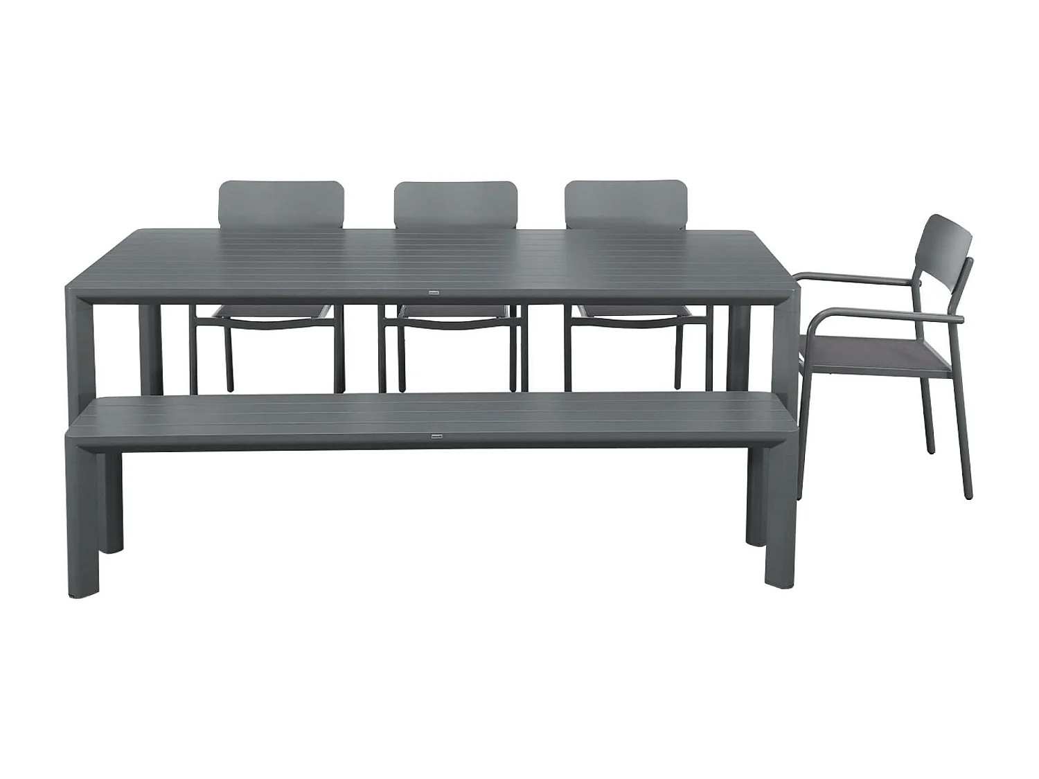 Mesa de jardín de aluminio con 1 banco y 4 sillones antracita