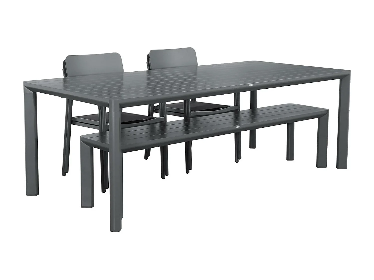 Mesa de jardín de aluminio con 1 banco y 4 sillones antracita