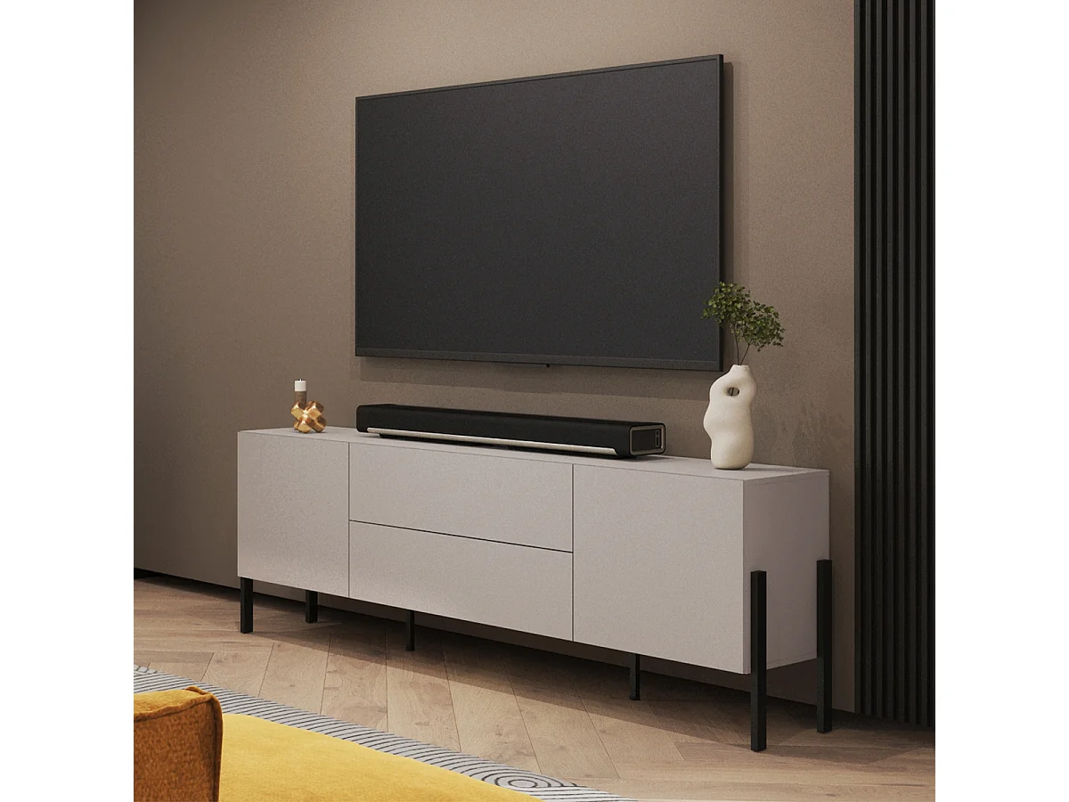 Meuble TV 2 portes 2 tiroirs 200 cm Bérénice Cachemire