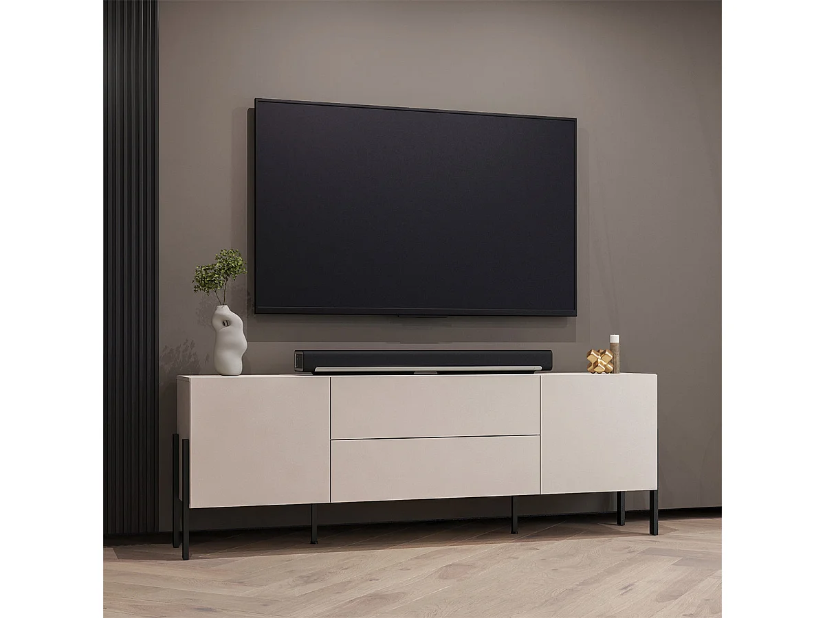 TV-bord med 2 døre og 2 skuffer 200 cm Bérénice Cachemire